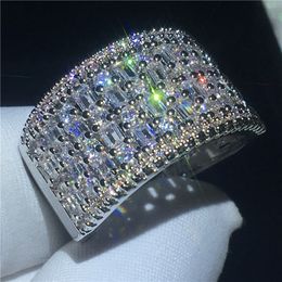 Fashion Hiphop ring T-shape Cz Crystal White Gold Filled Party wedding band rings for women Wholesale Jewellery