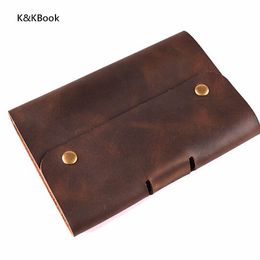 K&KBook Logo Customerized Genuine Leather Notebook A5 A6 Vintage Cowhide Diary Spiral Loose Leaf Journal Notepad Mini Planner