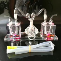 Double Siamese alcohol lamp hookah Wholesale Glass Hookah, Glass Water Pipe Fittings, Free Shipping