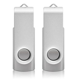 J_boxing 2PCS Silver 32GB USB 2.0 Flash Drives Rotating Swivel Thumb Pen Drive 32gb Folding Memory Stick for Computer Laptop Macbook Tablet