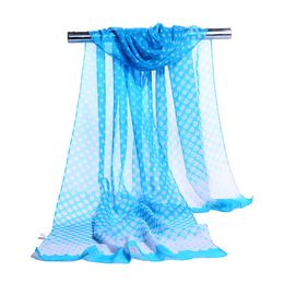 Summer Style Long Chiffon Silk scarves woman ombre polka dots Print long wrap scarfs Clothing Accessories