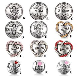 NOOSA Snap Button Jewellery Love Family Member Mom figure Ginger Snap Chunks Fit DIY 18mm Snap Bracelets & Bangles Necklace Jewellery