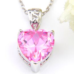 T GG Sets LuckyShine 925 Sliver Pink Heart Crystal Zircon Jewellery Sets Earring Pendants Rings Bracelet For Women Fashion Bride Engagement Se
