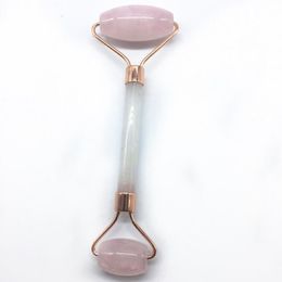 Fashion Pink Quartz Facial Relaxation Slimming Tool Rose Quartz Roller Massager Face Jade Massage Stone LX3054