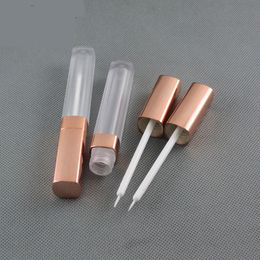 300pcs 5.5ml liquid eye liner bottle with gold rose cap, square Frosted eye gel tube, Eyelash Growth Liquid Cosmetic container