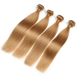 Brazilian 9A Human Straight Wave Hair Bundles Pure Color hair Honey Blonde color 27 human Hair bundle 3 Bundles For Woman