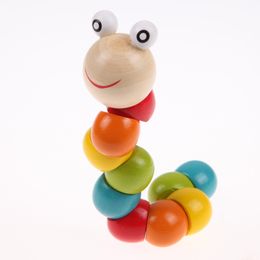 Kids Funny Insects Toys Wooden Educational Variety Twisting Inchworm Toys Wood Intelligence Baby DIY Block Toy