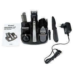 Kemei KM-600 Professional Hair Trimmer 6 In 1 Hair Clipper Shaver Sets Electric Shaver Beard Nose Trimmer Hair Cutting Machine 10PCS/LOT