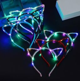 LED Light Up Cat Ear Headband Party Glowing Supplies Women Girl Flashing Hair band football fan concet fans cheer props gifts