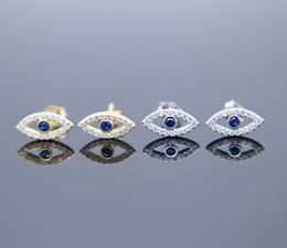 2018 New Real 925 Sterling Silver Factory Drop Shipping Fine Turkish Jewelry Evil Eye Studs Micro Pave Cz Bling Earrings