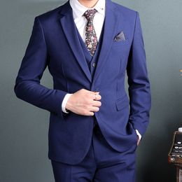 Handsome 2018 Custom Made Mens Suits Set Royle Blue Wedding Groom Tuxedo (Jacket+Pants+Vest) Latest Coat Pant Designs Formal Suit Best Man