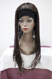 Medium Brown 3/4 wig with headbands straight long braid half wig