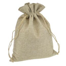 100Pcs Linen Drawstring Bags Wedding Favour Craft DIY Christmas Home Party Gift Bag 7*9cm 8*11cm 9*12cm 10*15cm