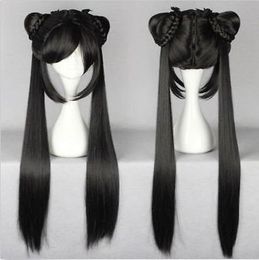 2018 Black Straight Lady Girl Lolita Wig With Two Ponytails Design Wig Hair