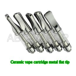 Ceramic vape cartridge metal flat tip 0.5ml 1.0ml 4 intake holes 510 o.pen OPEN atomizer for thick oil