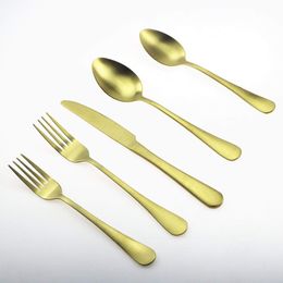 JANKNG 30-Piece Stainless Steel Black Dinnerware Set Gold Cutlery Set Fork Knife Scoops Rainbow Wedding Silverware Set Service 6