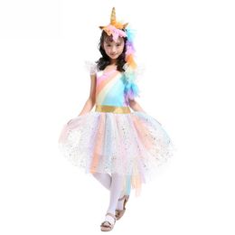 cute unicorn dress halloween supplies childrens costumes halloween cosplay costume unicorn dresses stage show rainbow princess dress