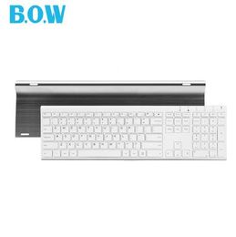 B.O.W Super Thin Metal wireless Slim keyboard Rechargeable,Ergonomic Design & Silent Full size keyboard for Desktop PC computer