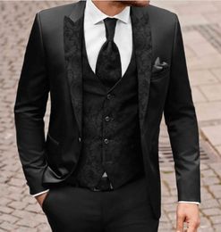 Hot Recommend--New Design Peaked Lapel One Button Black Wedding Men Suits Tuxedos Men Party Groomsmen Suits(Jacket+Pants+Tie+Vest)NO;224