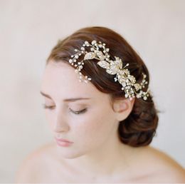 Baroque golden leaf ornaments, bridal gowns, bride handmade headwear