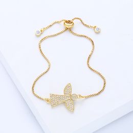 Unique Fashion Women Bracelet White Yellow Gold Plated CZ Angle Bracelet for Girls Women for Party Wedding Nice Gift