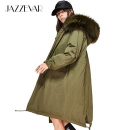 JAZZEVAR New Fashion 2017 winter Women's 90% white duck down jacket oversize long down coat large real raccoon fur Hooded Parka JAZZEVAR New Fashion 2017 winter Women's 90% white duck down jacket oversize long down coat large real raccoon fur Hooded Parka