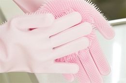 Hot Sell Cleaning Brush Silicone Glove Clean the bathroom cook and pet car Magic glove 2pcs/pair Top Quality