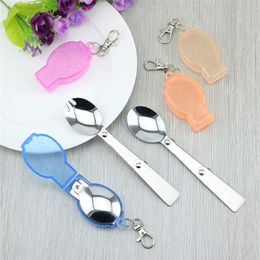 Portable Folding Dining Spoon Camping Survival Set Outdoor Picnic Tableware with Plastic Holder LZ1884