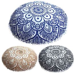 Indian Mandala Floor Pillows Round Bohemian Cushion Pillows Cover Huge Case
