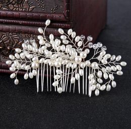 Pearl Crystal Hair Comb headwear high end silver copper wire pearl insertion hairpin accessories