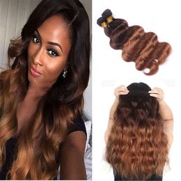 New Arrive Two Tone 4/30# Body Wave Dark Brown Human Hair Weave Bundles Cheap Colored Brazilian Ombre Human Hair Extension Deals