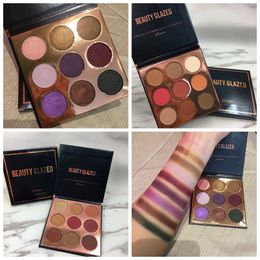 Beauty Glazed 9 Colours Purple Eyeshadow Palette Matte Diamond Glitter Shimmer Highlighter Pallete Makeup Cosmetics eye shadow 3 styles Colour