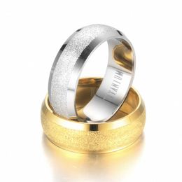 Frosted Stainless Steel Blank Rings band Gold Dull Polish Rings Men Women Fashion Jewelry Will and Sandy