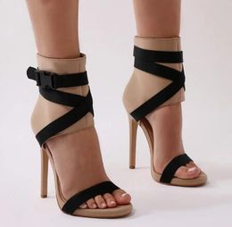 Hot Women High Heels Shoes Gladiator Peep Toe Thin Heels Party Shoes Fashion Women Buckle Ankle Strap Summer High Heels Sandals