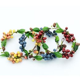 Female bridal headwear, colorful red berry hair band, Korean hair ornament Bohemia wind Garland