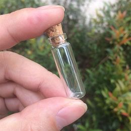 2ml 12X35X06MM Mini Glass Bottles Pendants With Cork Stopper Small Bottle Decoration Crafts Vials Jars Gift DIY Bottles (wood cap)