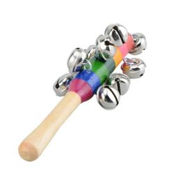 Musical Instrument Handbell Kindergarten Colourful Wooden Rod Bell Teaching Learning Education Tools Traditional Kids Toys