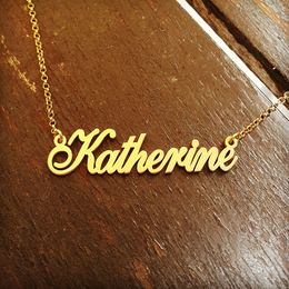 Name Necklace Personalised Stainless Steel Custom Nameplate BFF Necklaces Pendants Gold Colour Choker Jewellery Bridesmaid Gifts