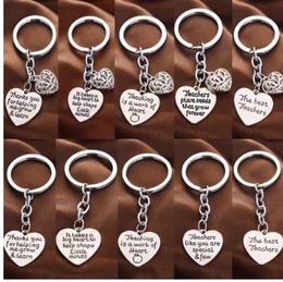 Love Heart Charms Keychain Thank You Teachers Key Chain Teachers Appreciation Keyring For Teacher Jewellery Teacher's Day Gifts