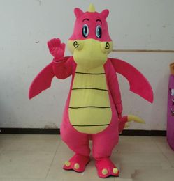 2018 High quality hot real picture pink dinosaur with wings mascot costumes for adult to wear