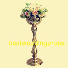New style Gold Flower Vase iron chorme Road Lead Wedding Table Centerpiece Flower Rack For Home Party Event Decoration best0098