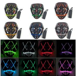 LED Halloween Masks EL Wire Glowing Mask Black Masquerade Birthday Carnival Cosplay Mask 10 Color HH7-1718