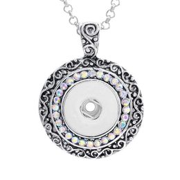 New Alloy 18mm Ginger Snap Button Pendants Necklace with Crystal Chain Interchangeable Fashion Jewerly free shipping