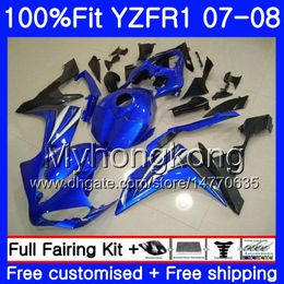 Injection Body For YAMAHA YZF R 1 YZF 1000 YZFR1 07 08 227HM.12 YZF R1 07 08 YZF1000 YZF-1000 Factory blue hot YZF-R1 2007 2008 Fairing Kit