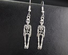 20Pair Silver Plated Halloween Skeleton Dangle Drop Earrings Charms Pendant Earrings Ear Stud Handmade DIY Jewellery NEW