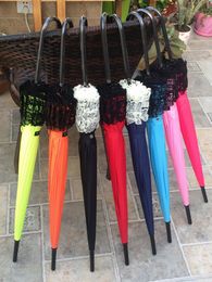 Lace Umbrellas Elegant Semi-automatic Lace Golf Umbrella Fancy sunny and rainy Pagoda Umbrellas Wholesale