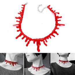 Blood Drip Choker Necklace Vampire Halloween Party Bloody Jewellery Fun Cosplay Prop Handmade Women Man Necklace