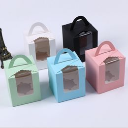 Cupcake Boxes with Window with Handle Macaroon Boxes Muffin Small Cake Boxes