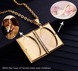 free shipping Trendy gold necklace stainless steel creative men and women can put family and friends photo accessories popular fashion sales