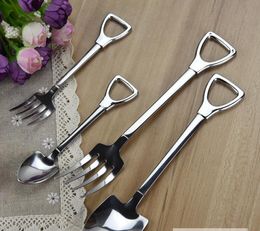 Stainless Steel Spoon Shovel Shape Design Coffee Ice Cream Soup Spoon Long Handle Tea Spoons